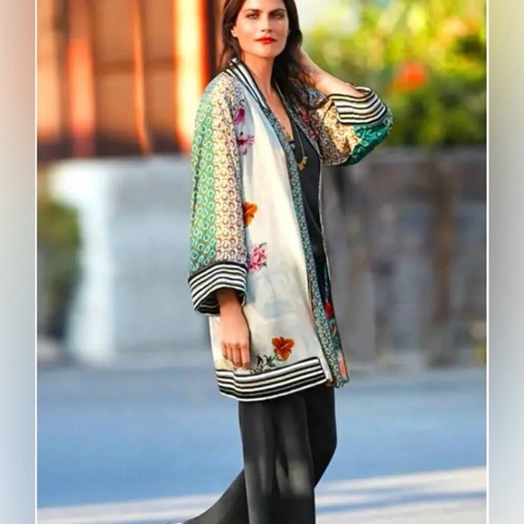 Johnny Was Reversible Silk Bomber Jacket - Picture 5 of 10